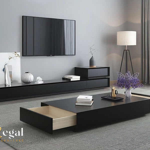A set consisting of a table and a TV unit - black - set36