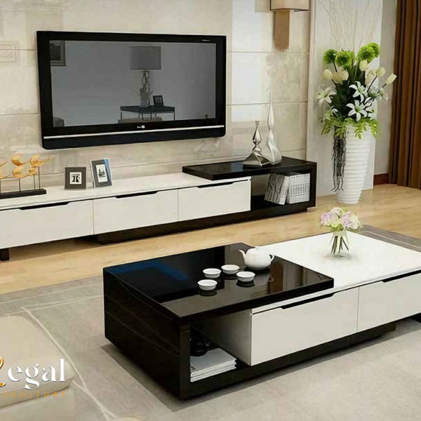 Set consisting of a table and a TV unit - black and white - set29