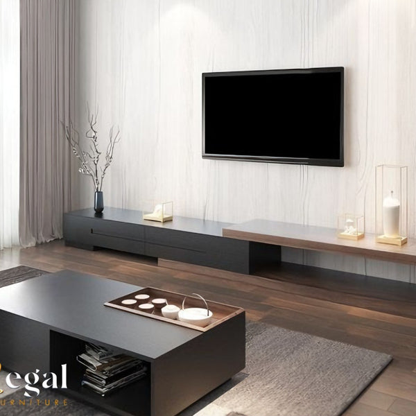 A set consisting of a table and a TV unit - black brown - set1