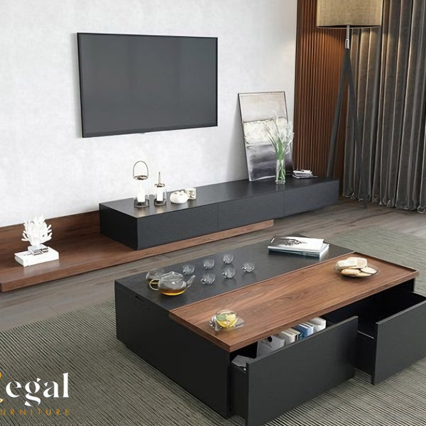A set consisting of a table and a TV unit - black brown - set6