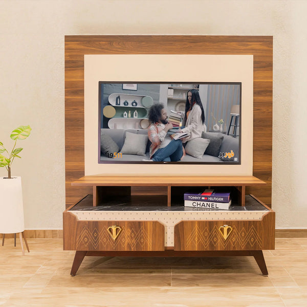 TV unit with shelves 40×180 cm - black beige - tv27 