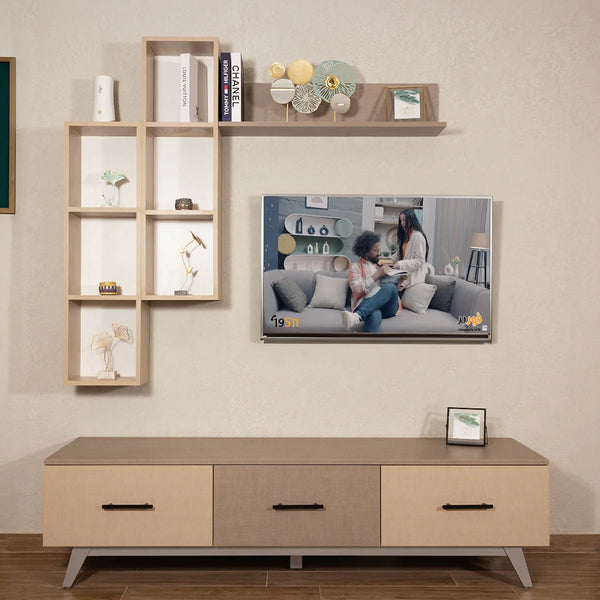 TV unit with shelves 40×180 cm - black beige - tv27 