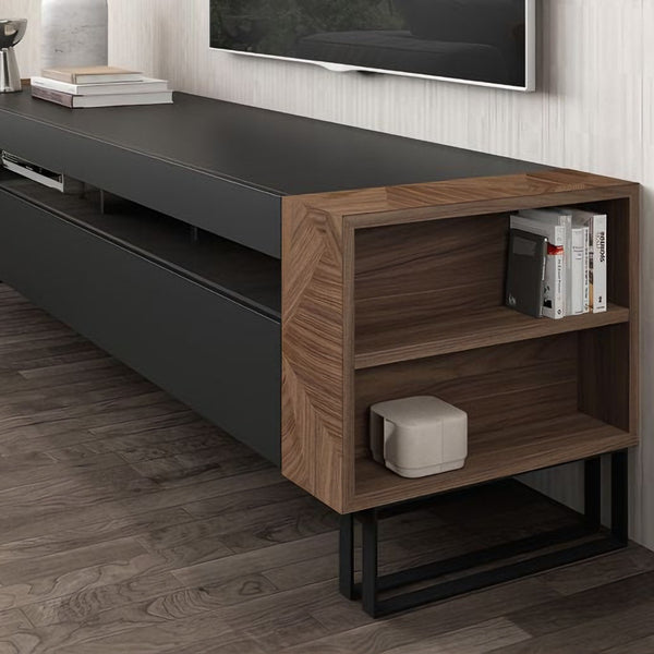 TV unit with 2 drawers, 40 x 160 cm - black brown - TV34