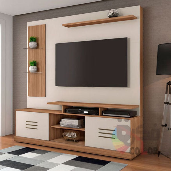 TV unit with 2 drawers - off-white wooden
