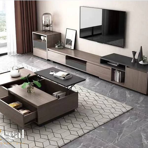 A set consisting of a table and a TV unit - black brown - set17