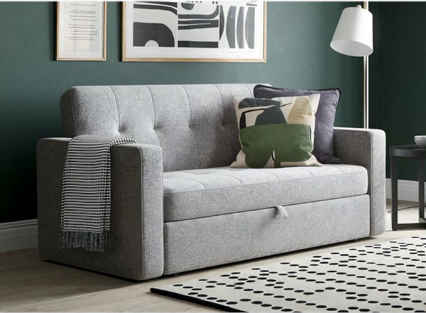 Sofa bed, beech wood, 90 x 170 cm - grey - Km 227