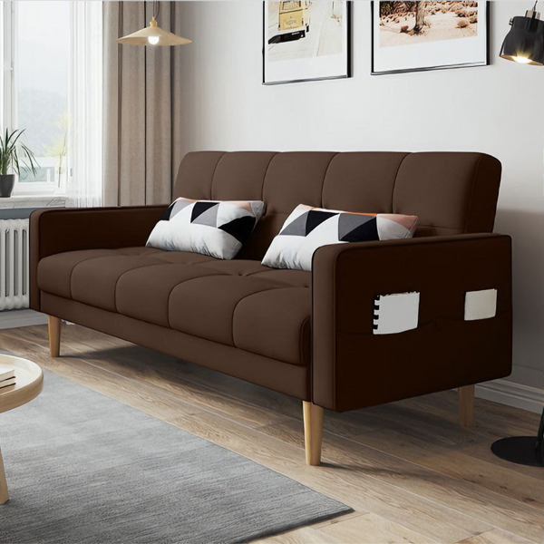 Sofa bed, beech wood, 90 x 170 cm - brown - Km 230 