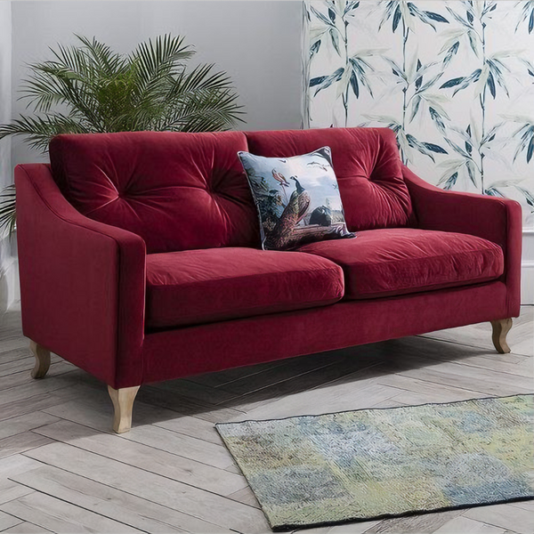 Beech wood sofa 85x200 cm - burgundy - Km 236