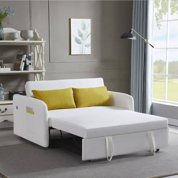 Beech Wood Sofa Bed 90x180 cm - White - Km 231 