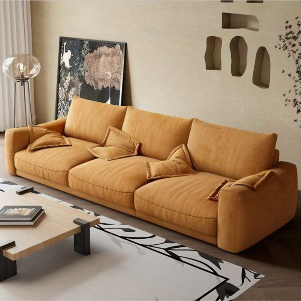 Beech wood sofa 85x220 cm - yellow - Km273