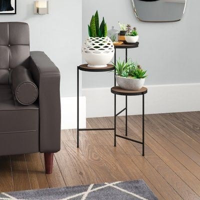 ترابيزة جانبية معدن 3 دور 40×30 سم - اسود بني سيجال