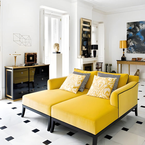 Chaise longue beech wood 180×200 cm - yellow - BAD5