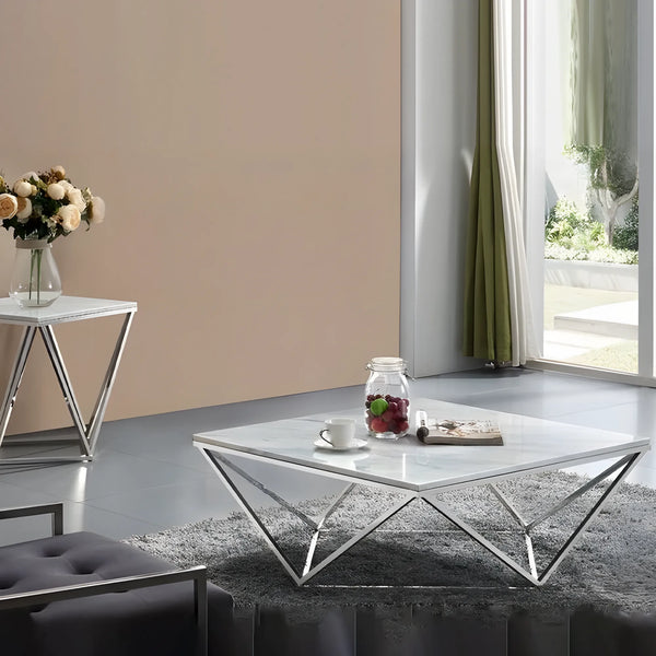 ترابيزة قهوة معدن 90×90 سم - فضي - CT.100