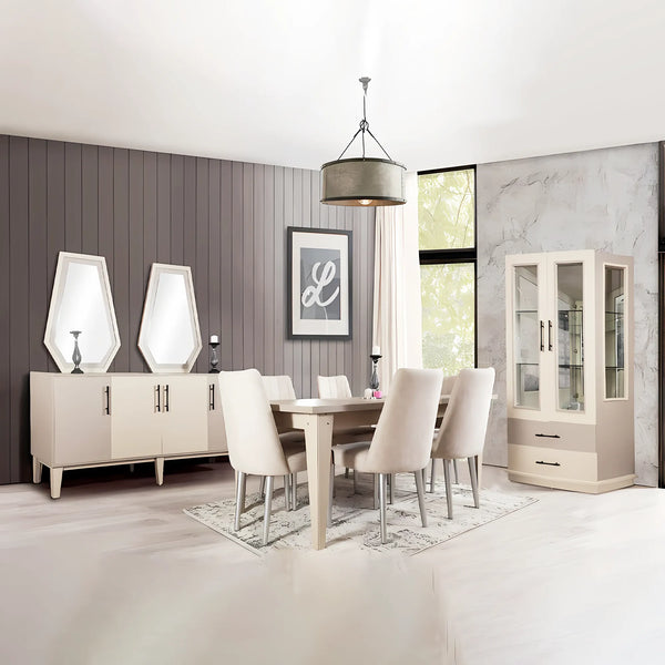 Classy 9-Piece Dining Set - Beige Brown - DINR2 