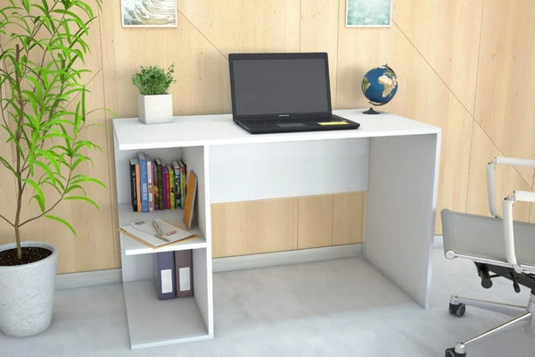 مكتب بأرفف جانبية 40×120 سم - ابيض - DSK02