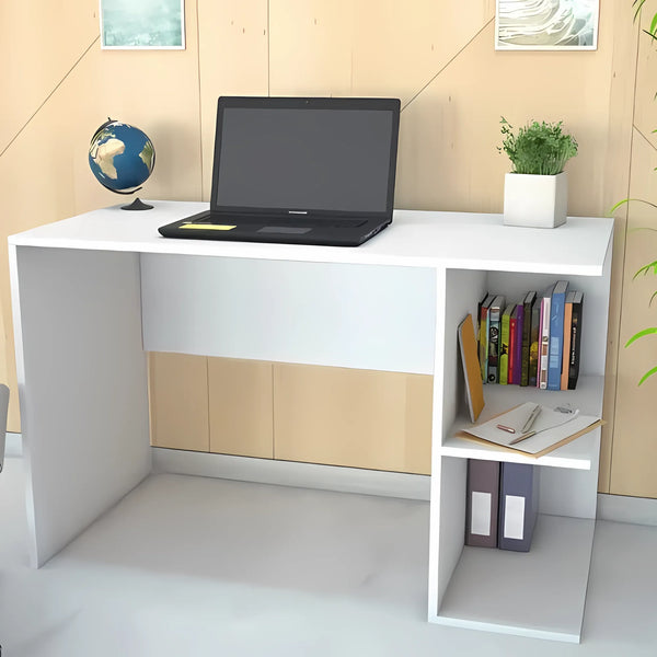 مكتب بأرفف جانبية 40×120 سم - ابيض - DSK02