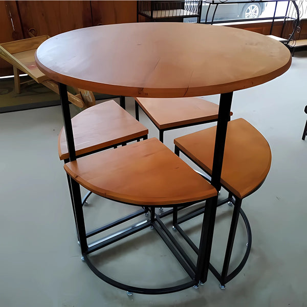 ترابيزة سفرة متداخلة مكونة من 5 قطع - اسود بني - Dining table-7