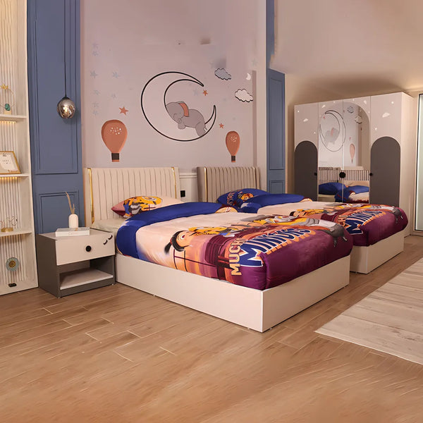 Bed with wardrobe 240×240 cm - White - WS2366