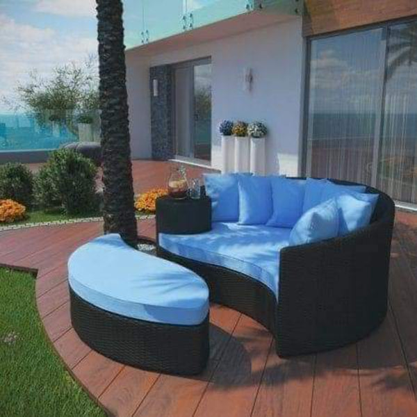 سرير شيزلونج دائري 2 قطعه 150×80 سم - اسود - F723