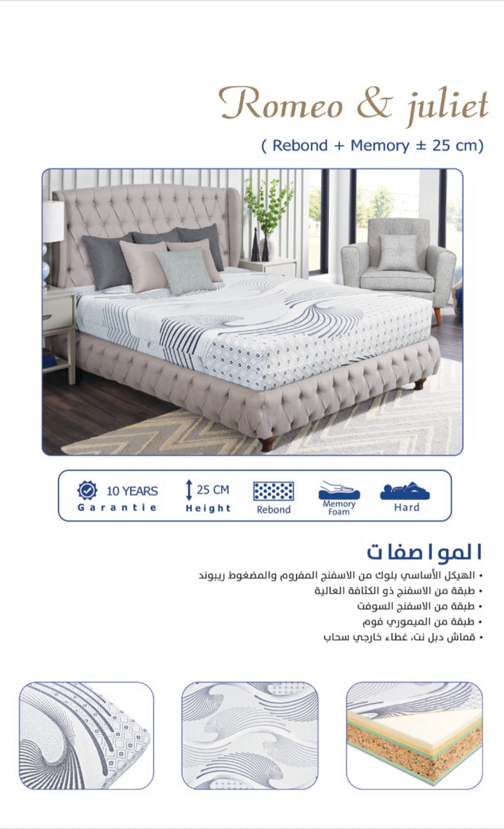 مرتبة فوربد روميو وجوليت 25 سم ريبوند مقاس 160× 195 سم سيجال