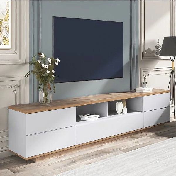 TV unit with 5 drawers, 40 x 200 cm - white beige - TV40