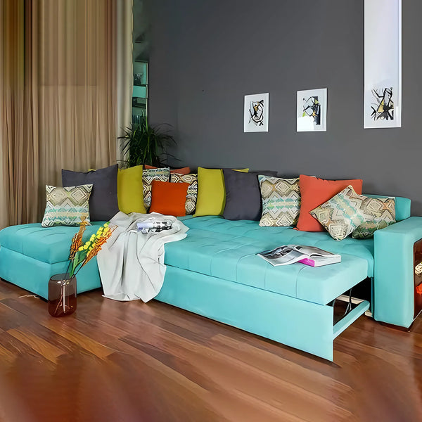 L-shaped bed corner 2 pieces 200x300 cm - brown - Km 253 