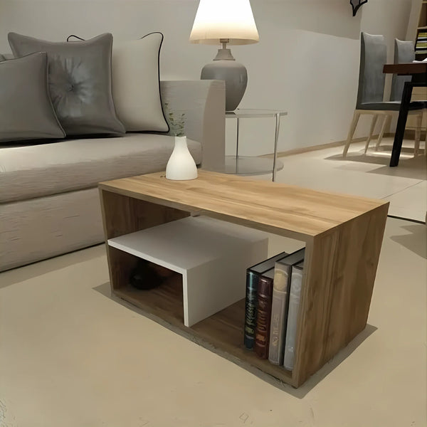 ترابيزة قهوة 80×42 سم - ابيض بيج - MK.A009