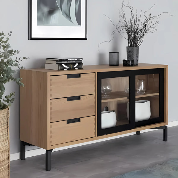 بوفية 3 دلفة 160×80 سم - بيج اسود - MK.A110