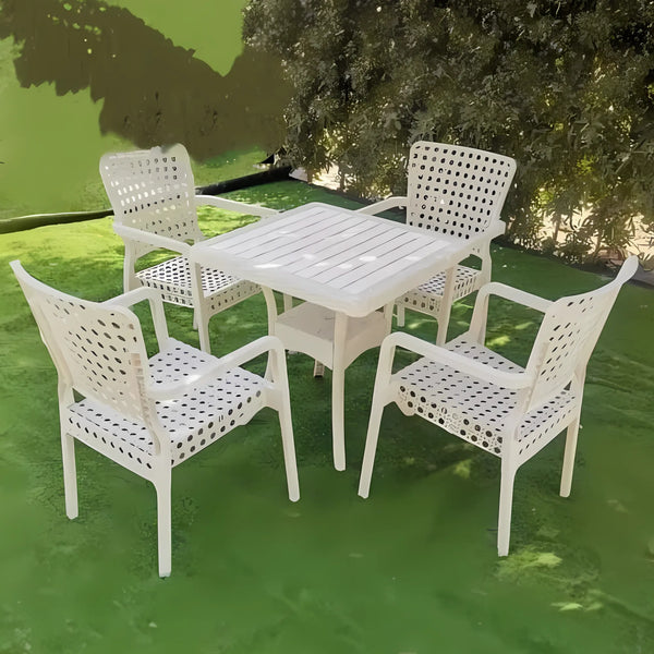 طقم ارابيسك مكون من 4 كراسي و ترابيزة - ابيض - S 44