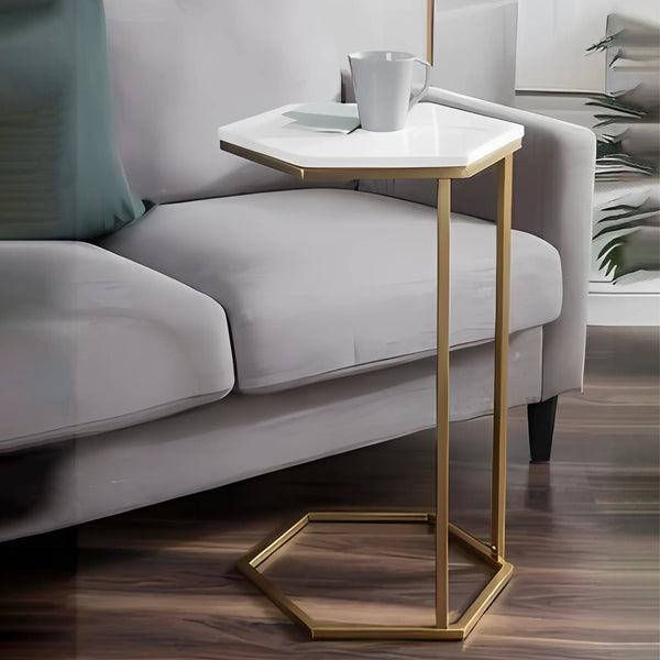 Metal side table, 40 x 50 cm - white gold - ST.43