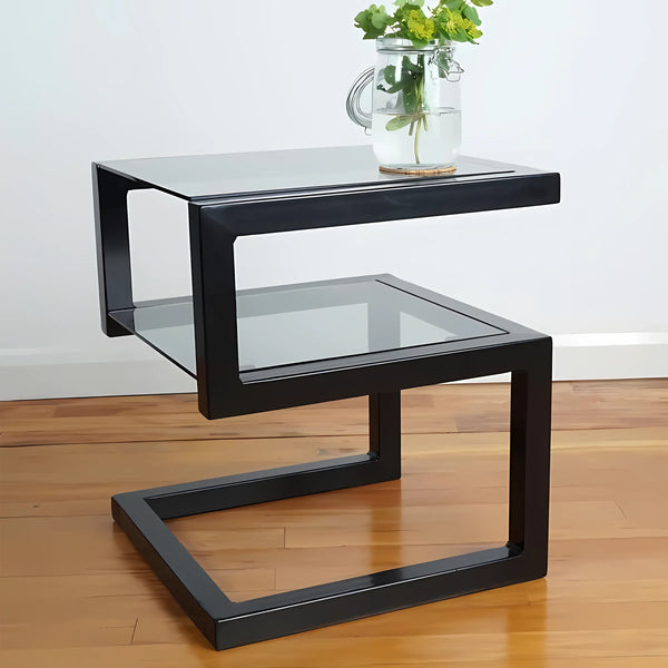 Metal side table, 2 floors, 45 x 50 cm - black - ST.44