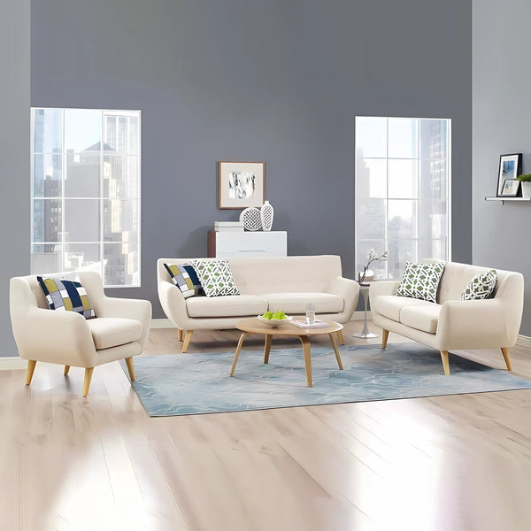 Sofa set consisting of 3 pieces - beige - WS1158