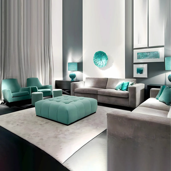 Sofa set consisting of 7 pieces - mint green gray - WS1166