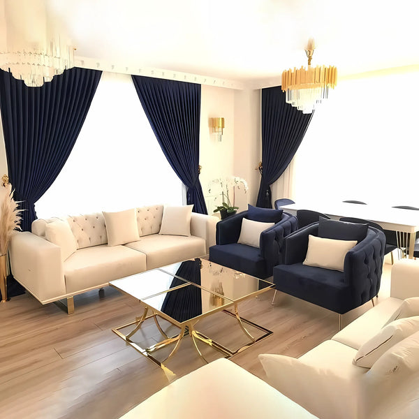 Living room set of 4 pieces - navy beige - WS2331