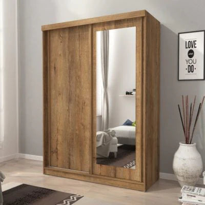 دولاب ملابس 2 ضلفة جرار 220×180 سم - بني - WS10