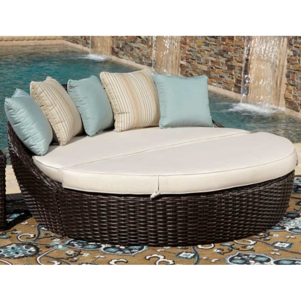 سرير شيزلونج دائري 180×70 سم - بني بيج - F21