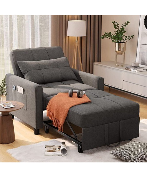 Beech Wood Bed Chair 90x105 cm - Grey - km222
