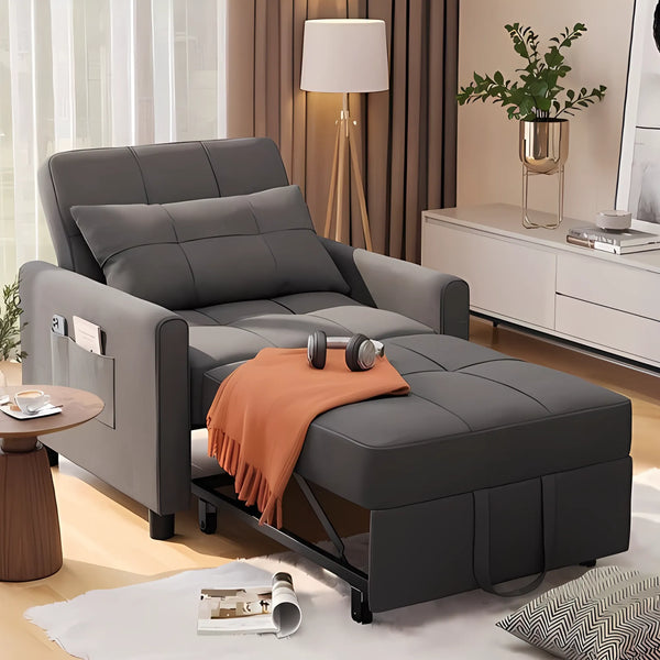 Beech Wood Bed Chair 90x105 cm - Grey - km222