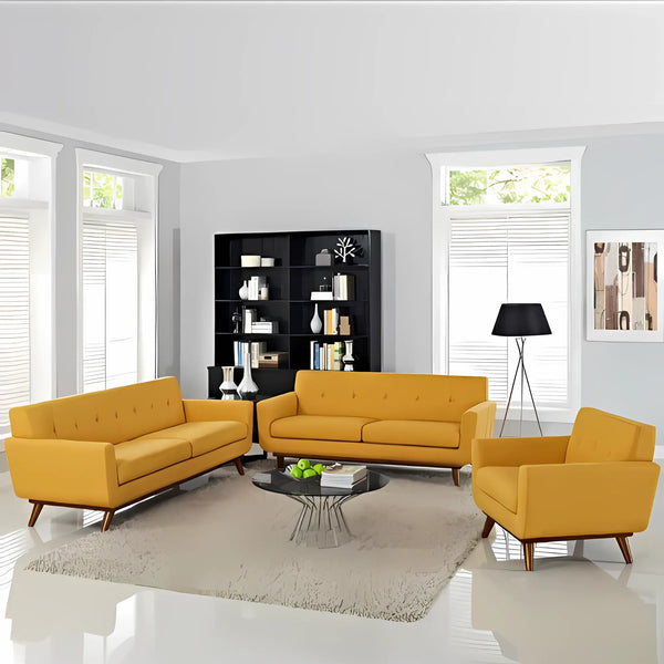Three-piece living room set - mustard - km322