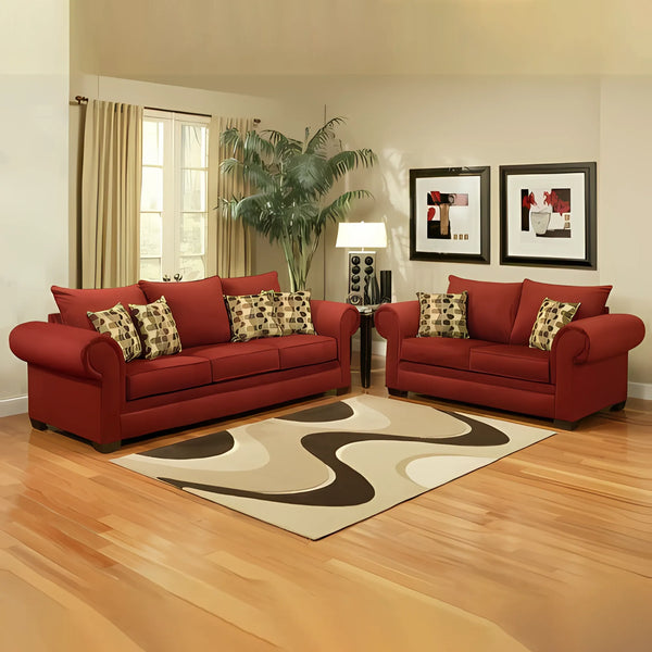 2-piece living room set - burgundy - km336