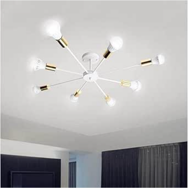 نجفة مودرن 8 ذراع 60×55 سم - ابيض ذهبي - ls2234