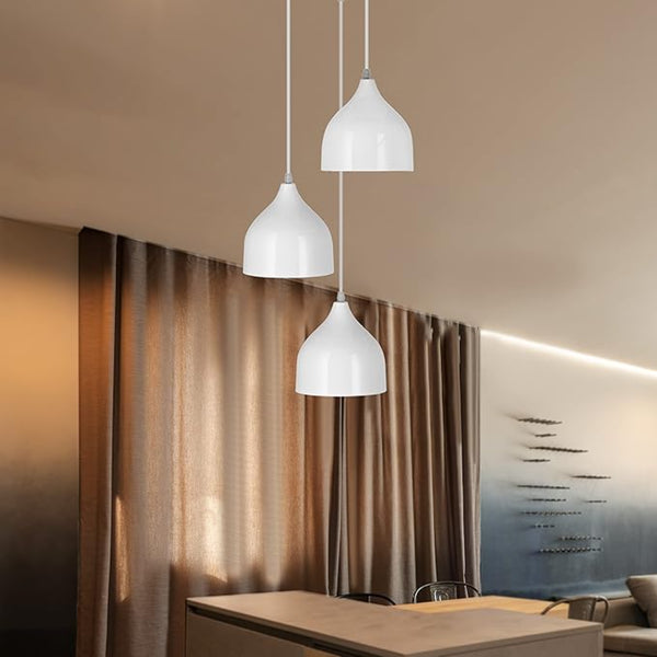 نجفة 3 دلايات زجاجية 50×30 سم - ابيض - ls2244