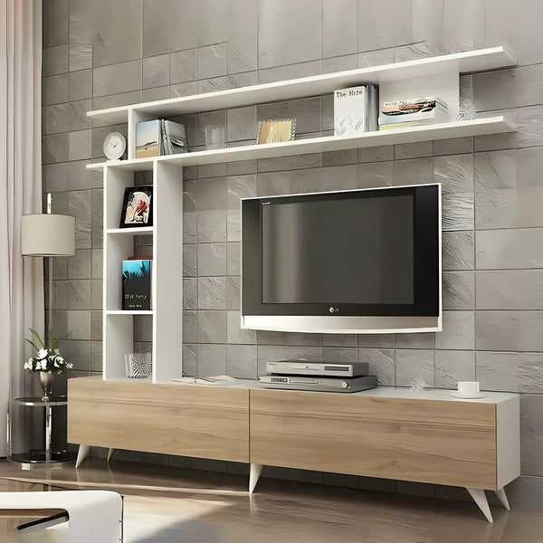 TV unit with shelves 160×40 cm - white beige - tv19 