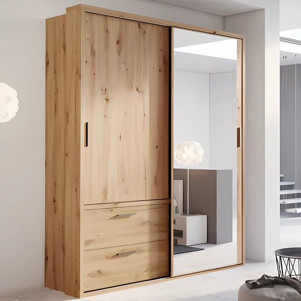 دولاب ملابس 2 ضلفة جرار 160×200 سم - بيج - wardrobe2